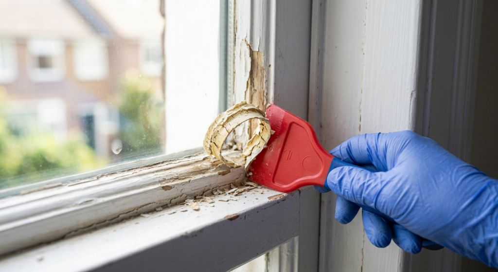 remove old silicone caulk from windows