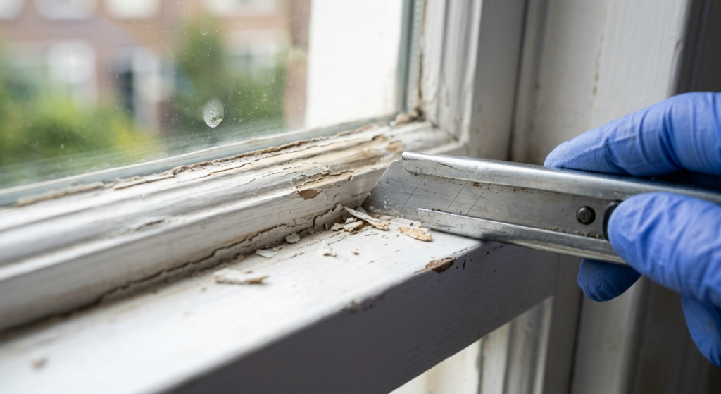 remove old silicone caulk from windows