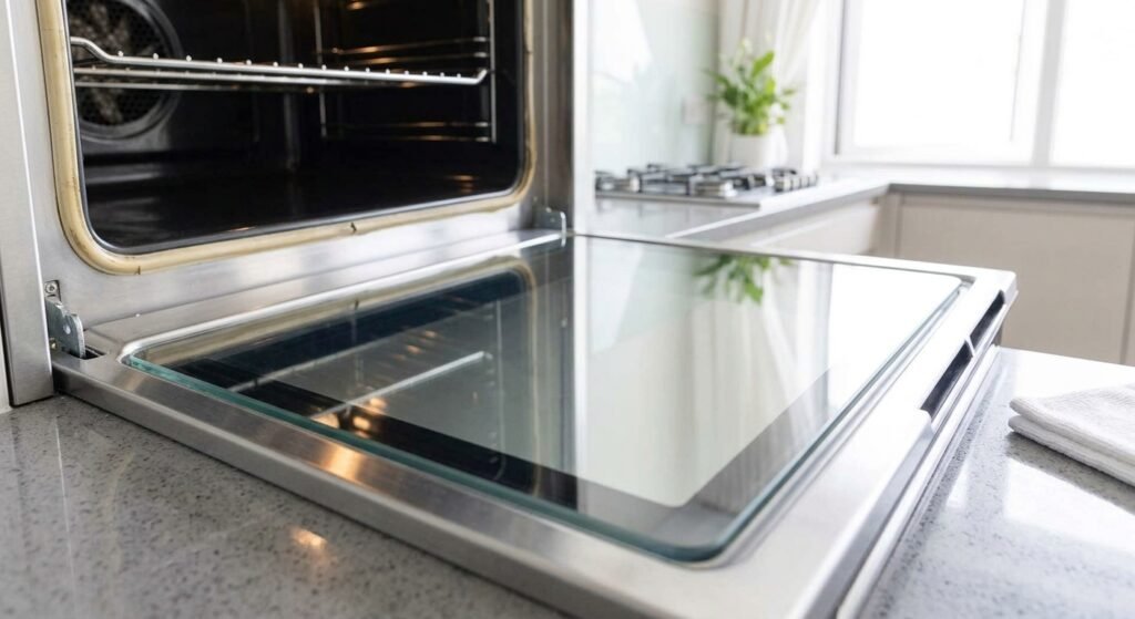 remove silicone from glass oven doors safely