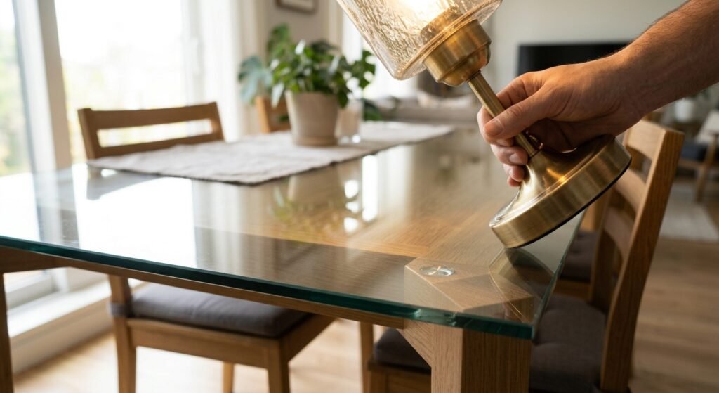 removing silicone residue from glass tabletops