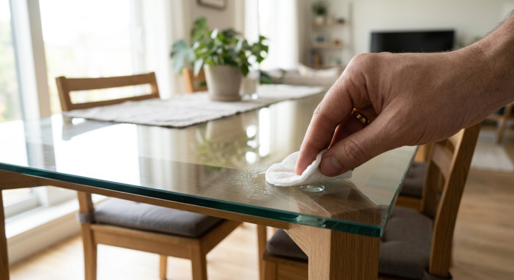 removing silicone residue from glass tabletops
