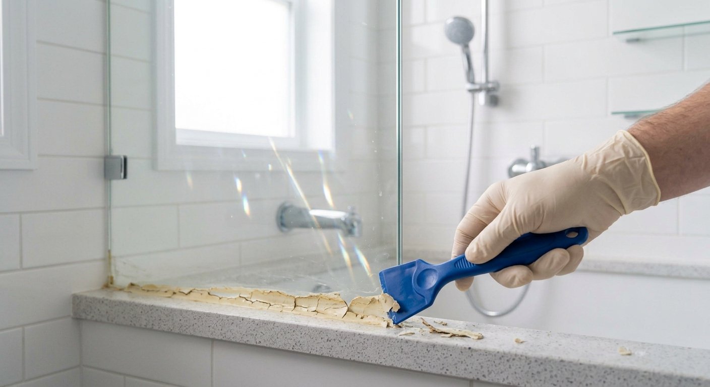 clean silicone caulk from bathtub glass panels