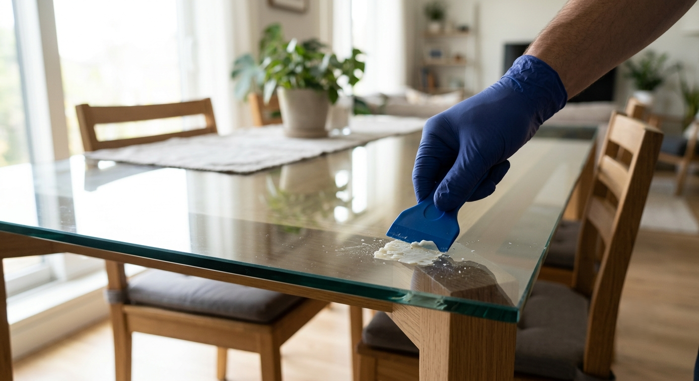 removing silicone residue from glass tabletops